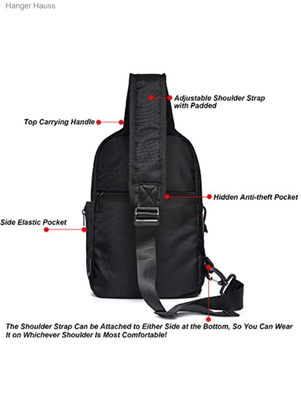 NICGID Sling Bag Crossbody Chest Backpack Travel Purse Nylon